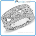 Delicate Design Wide Band White Gold Finger Ring CZ Diamond Brass Cooper Engagement/Wedding Rings